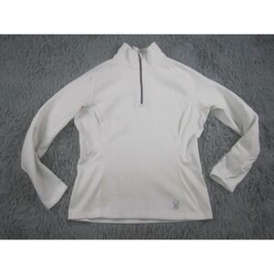 Spyder Sweater Womens Large White Full Zip Up Ladies Fleece Mock Neck Core